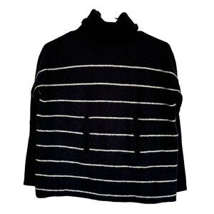 Garnet Hil Mock Neck Kangaroo‎ Pocket Wool/Cashmere Sweater Sz Small, black /m2